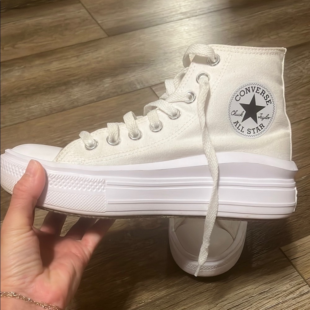 Converse White Platform High-Top Sneakers